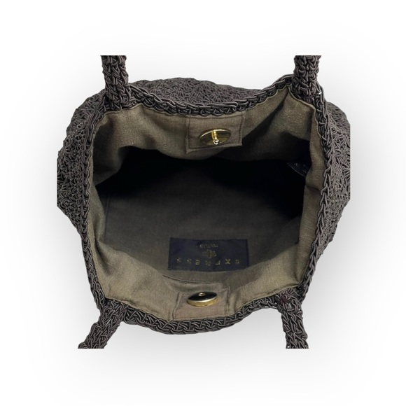 Express Paris 𖣴 Top Handle Woven Crochet Mini Handbag Bag 𖤗 Espresso Brown 𖤗 - Picture 13 of 16